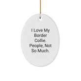Funny Border Collie Dog Gifts from Men to Friends - I Love My Border Collie. People, Not So Much. Oval Ornament for Christmas - Image 1